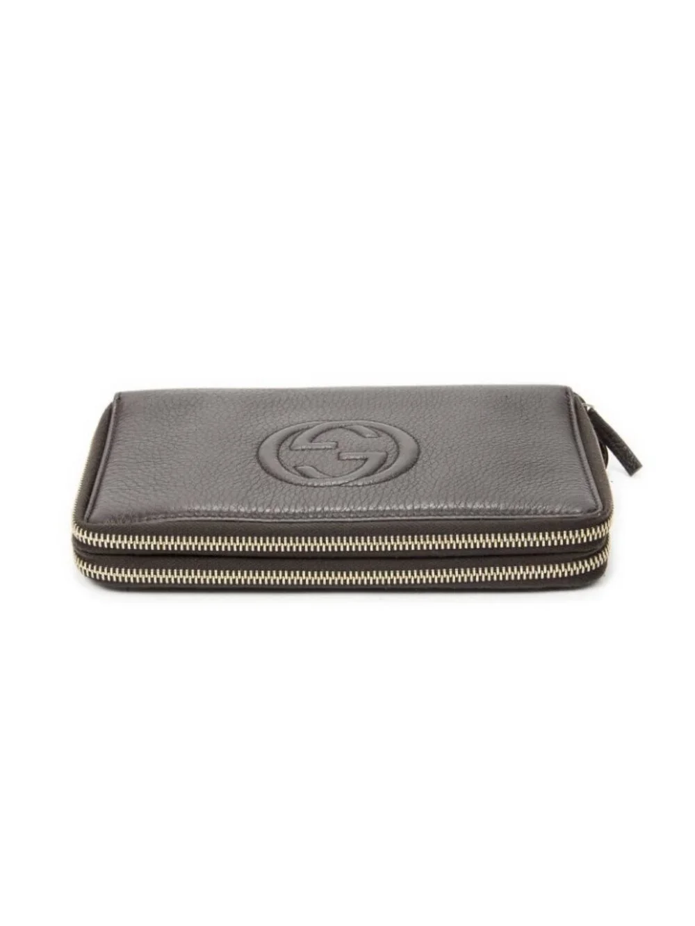 Gucci Soho Clutch Dark Brown Grain Calfskin Leather